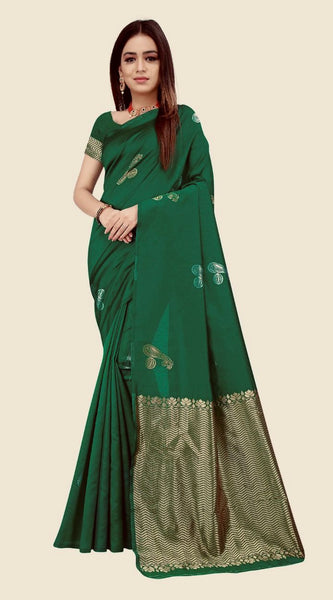 Traditional Ethnic Lichi Silk Saree with Zari Design
