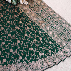 Ethereal Banarasi Soft Silk Saree with Intricate Floral Zari Weaving