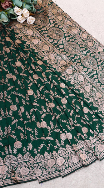 Ethereal Banarasi Soft Silk Saree with Intricate Floral Zari Weaving