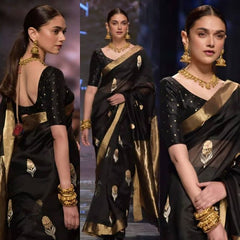 Gorgeous Lichi Silk Saree with Grand Zari Pallu