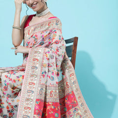 Wedding Special Banarasi Silk Saree with Zari Work white
