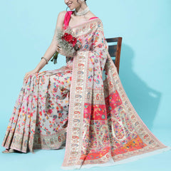Wedding Special Banarasi Silk Saree with Zari Work white