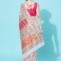 Wedding Special Banarasi Silk Saree with Zari Work white