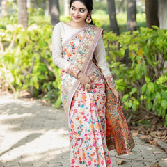 Wedding Special Banarasi Silk Saree with Zari Work white