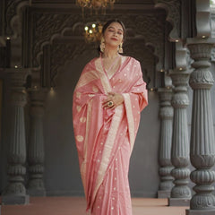 Elegant Banarasi Silk Saree with Gold Zari Embellishments Pink