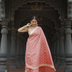 Elegant Banarasi Silk Saree with Gold Zari Embellishments Pink