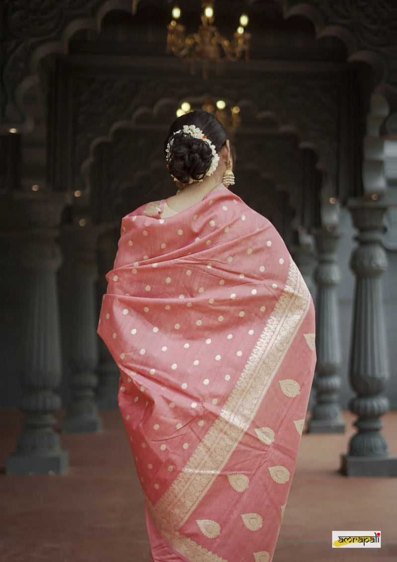 Elegant Banarasi Silk Saree with Gold Zari Embellishments Pink