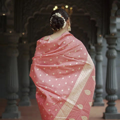 Elegant Banarasi Silk Saree with Gold Zari Embellishments Pink