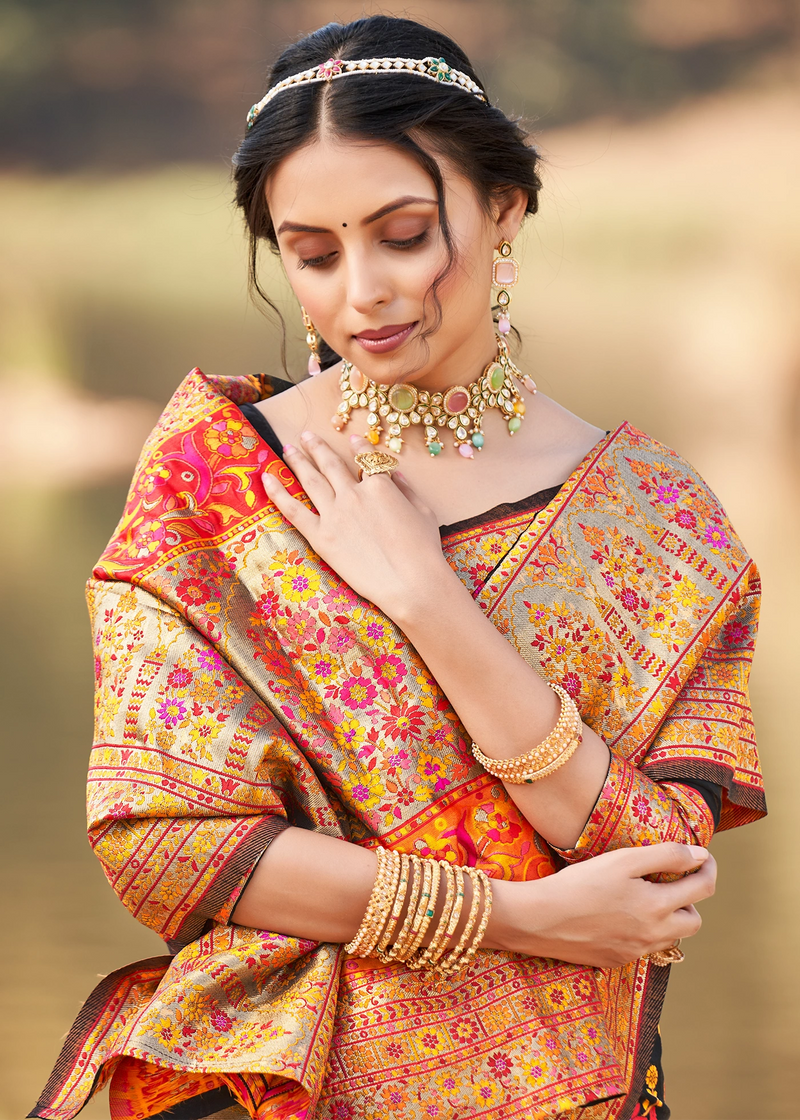 Elegant Banarasi Silk Saree with Zari Border & Pallu Black saree