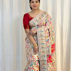 Wedding Special Banarasi Silk Saree with Zari Work white