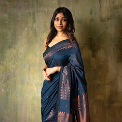 Extraordinary Blue Soft Silk Saree With Intricate Blouse Piece
