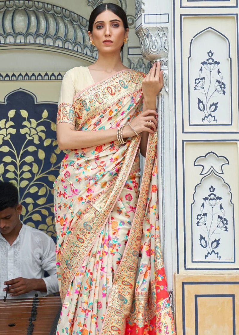 Wedding Special Banarasi Silk Saree with Zari Work white
