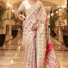 Wedding Special Banarasi Silk Saree with Zari Work white