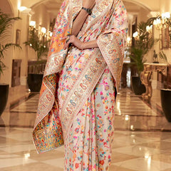 Wedding Special Banarasi Silk Saree with Zari Work white