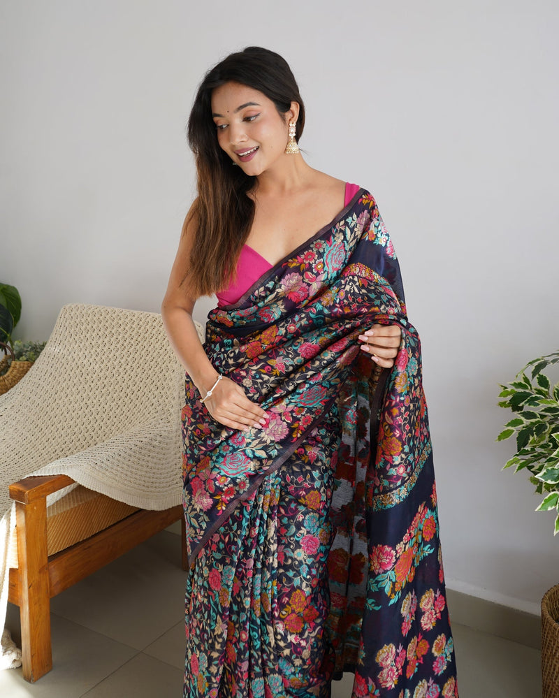 Banarasi Saree with Rich Zari Embroidery & Brocade Black
