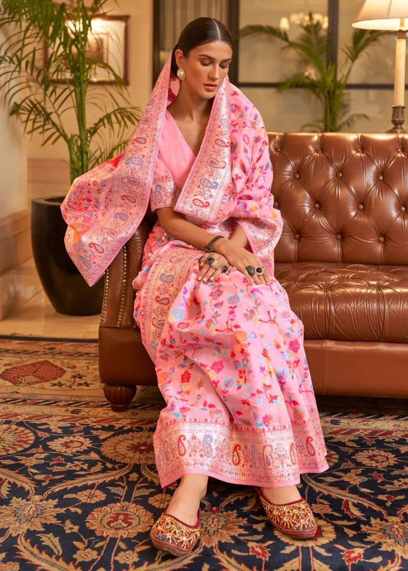 Wedding Special Banarasi Silk Saree with Zari Work Pink