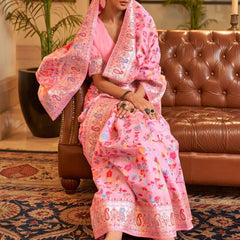 Wedding Special Banarasi Silk Saree with Zari Work Pink