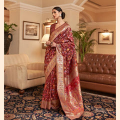 Wedding Special Banarasi Silk Saree with Zari Work Red Saree
