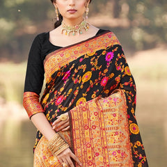 Elegant Banarasi Silk Saree with Zari Border & Pallu Black saree