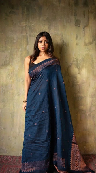 Extraordinary Blue Soft Silk Saree With Intricate Blouse Piece