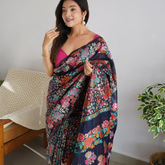 Banarasi Saree with Rich Zari Embroidery & Brocade Black