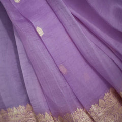Elegant Banarasi Silk Saree with Gold Zari Embellishments Light Purple