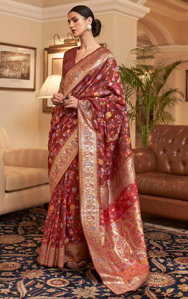 Wedding Special Banarasi Silk Saree with Zari Work Red Saree