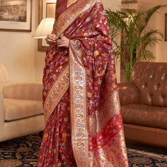 Wedding Special Banarasi Silk Saree with Zari Work Red Saree