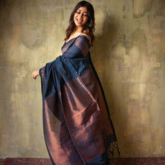 Extraordinary Blue Soft Silk Saree With Intricate Blouse Piece
