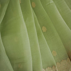 Elegant Banarasi Silk Saree with Gold Zari Embellishments Pista Green