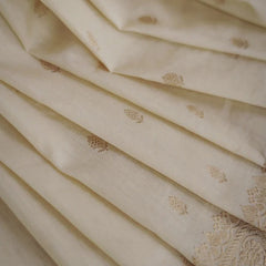 Elegant Banarasi Silk Saree with Gold Zari Embellishments Cream
