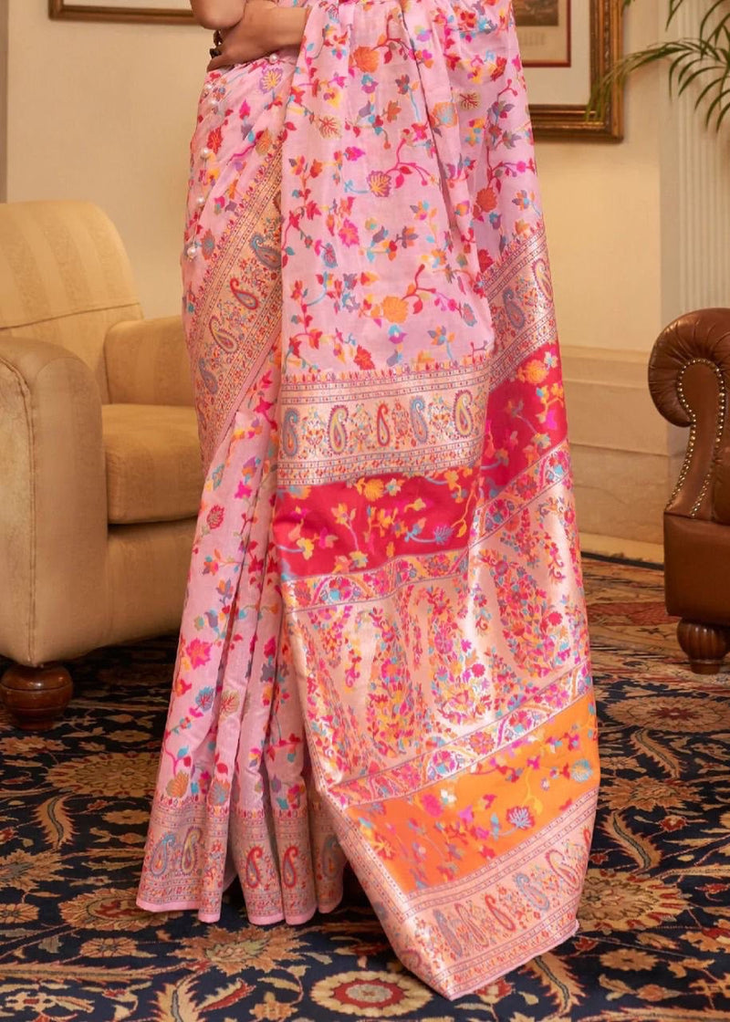 Wedding Special Banarasi Silk Saree with Zari Work Pink