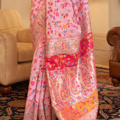 Wedding Special Banarasi Silk Saree with Zari Work Pink