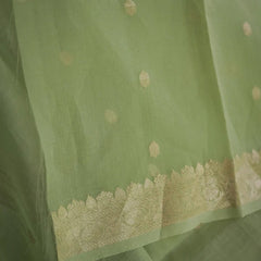 Elegant Banarasi Silk Saree with Gold Zari Embellishments Pista Green