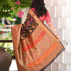 Elegant Banarasi Silk Saree with Zari Border & Pallu Black
