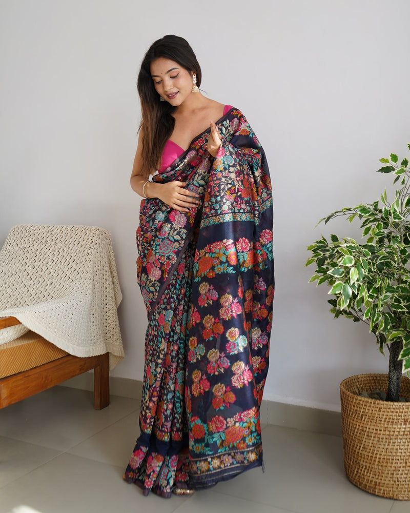 Banarasi Saree with Rich Zari Embroidery & Brocade Black