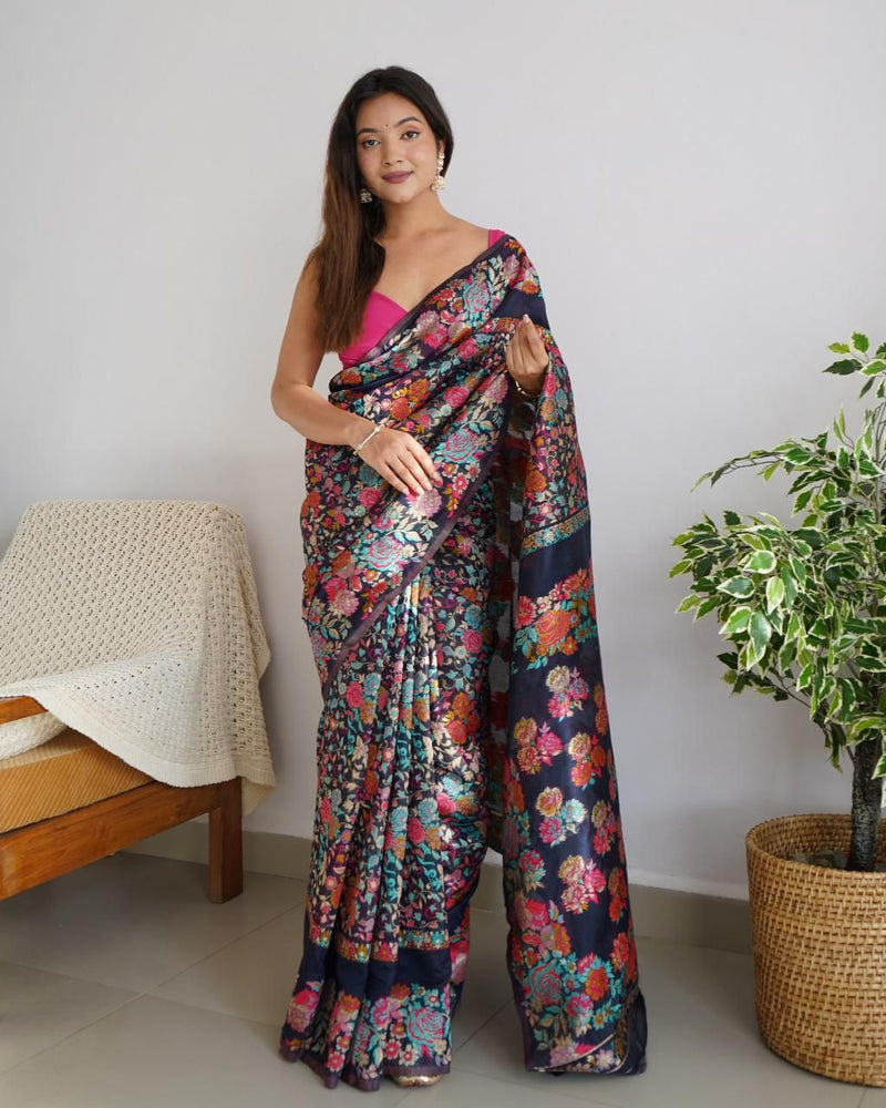 Banarasi Saree with Rich Zari Embroidery & Brocade Black
