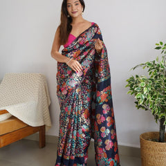 Banarasi Saree with Rich Zari Embroidery & Brocade Black