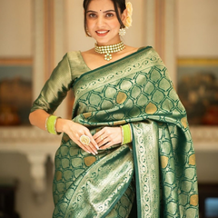 Sumptuous Black Soft Silk Saree With Imbrication Blouse Piece