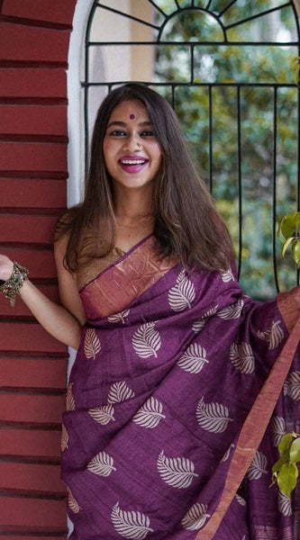 Traditional Banarasi Saree with Pure Silk Threads wine