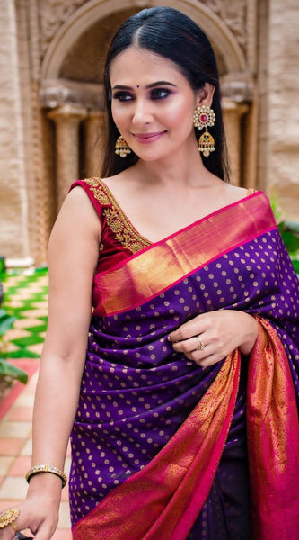 Precious Dark Pink Soft Banarasi Silk Saree With Ideal Blouse Piece