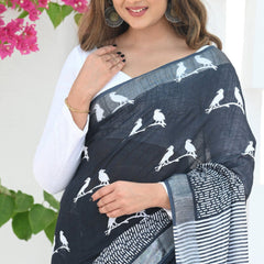 Designer Banarasi Silk Saree with Heavy Brocade Work Black