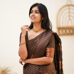 Designer Banarasi Silk Saree for Party & Festive Brown Saree