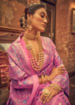 Pure Silk Banarasi Saree with Exquisite Zari Weaving Pink saree
