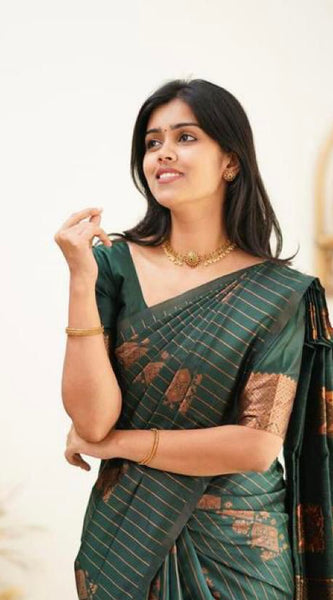 Designer Banarasi Silk Saree for Party & Festive Green