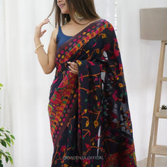 Banarasi Silk Saree Printed– Rich Fabric, Royal Look Black