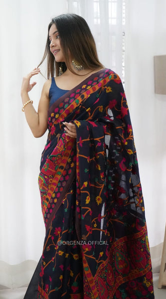 Banarasi Silk Saree Printed– Rich Fabric, Royal Look Black
