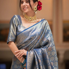 Sumptuous Black Soft Silk Saree With Imbrication Blouse Piece