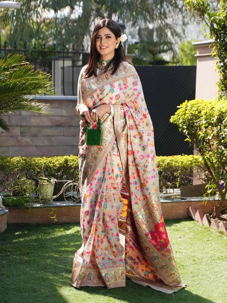 Wedding Special Banarasi Silk Saree with Zari Work white