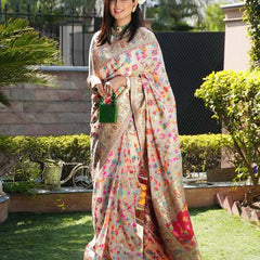 Wedding Special Banarasi Silk Saree with Zari Work white